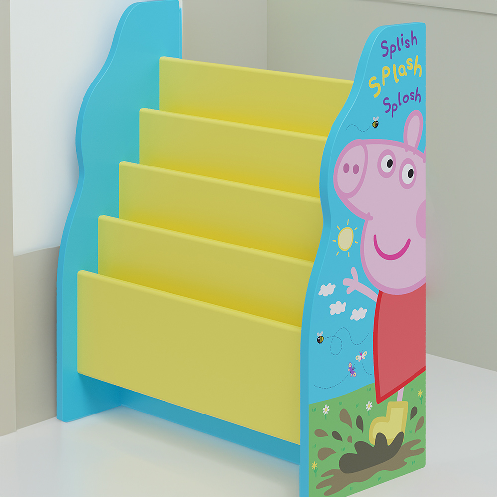 Kidsaw Peppa Pig 4 Shelf Blue and Yellow Bookcase Sling Image 1