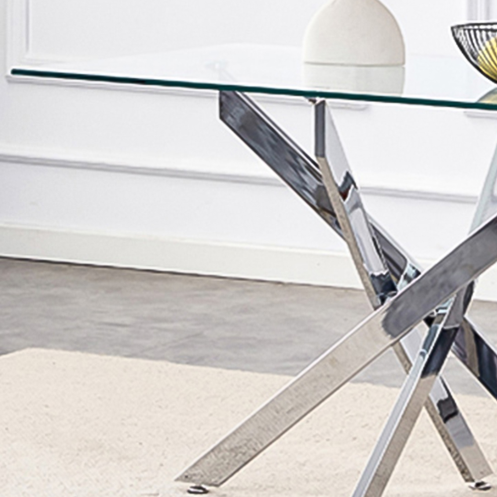 Kosy Koala Glass Rectangle Dining Table with Chrome Legs Image 2