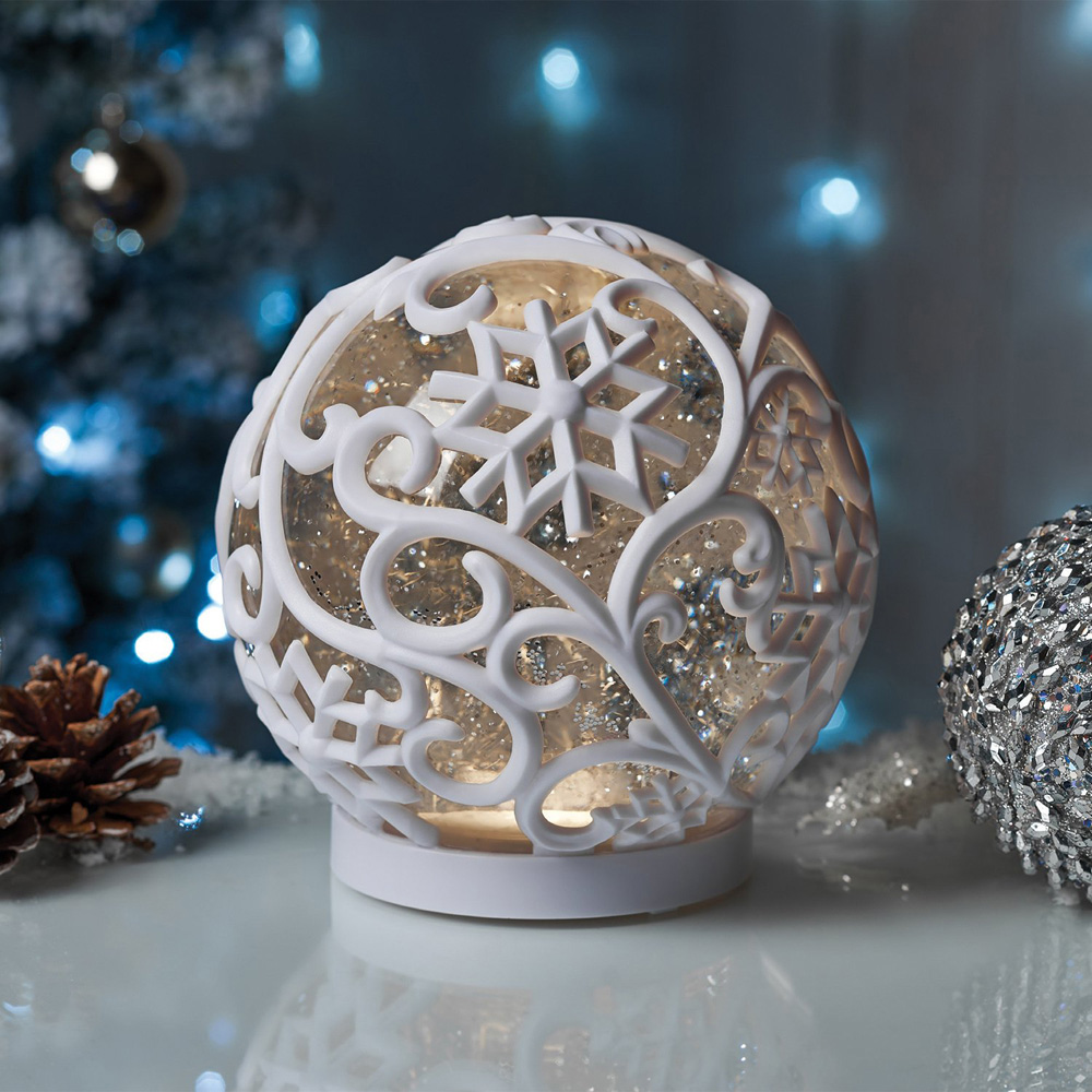 Alpine Lodge Snowflake LED Water Globe Decoration Image 2