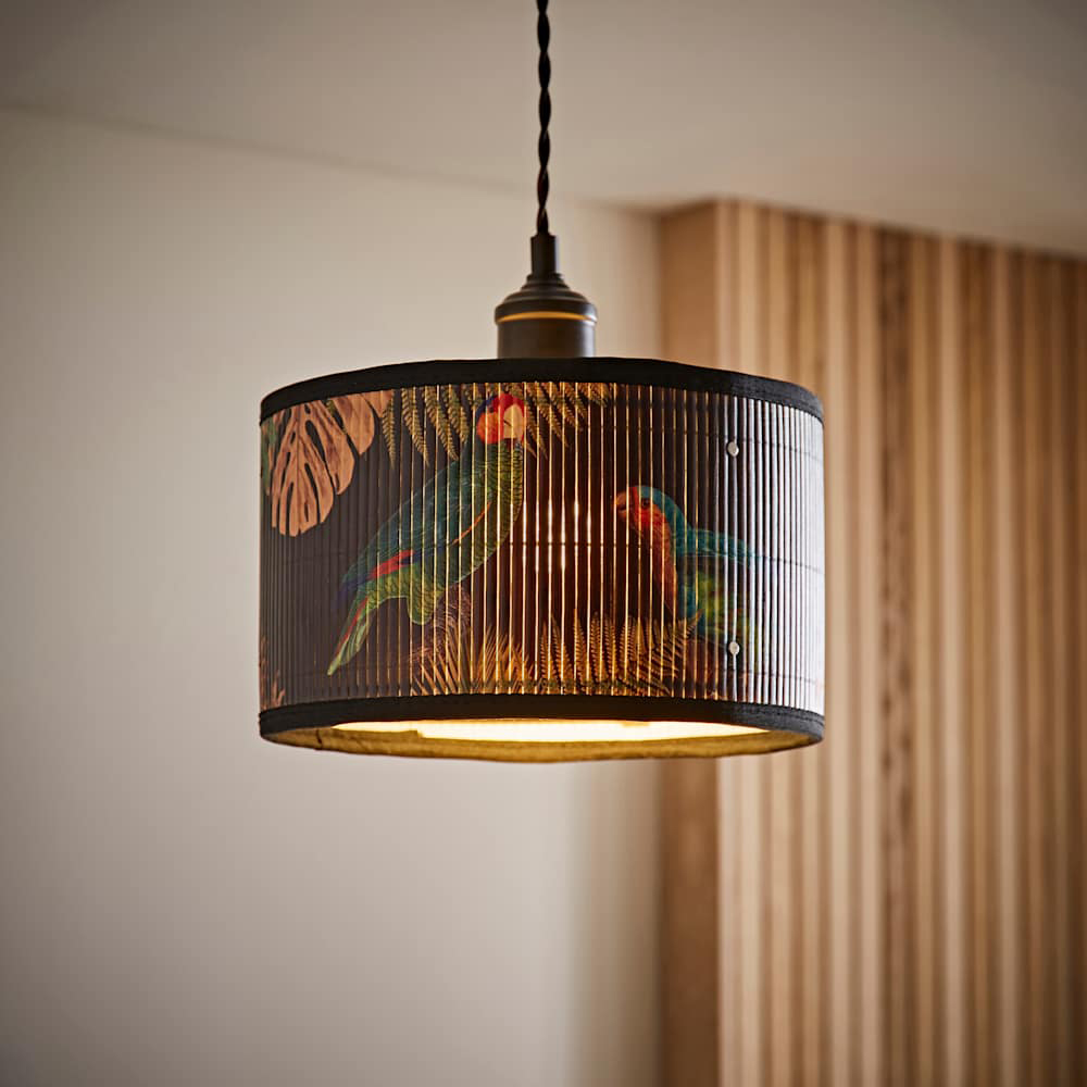 ValueLights Daintree Dark Jungle Bamboo Drum Small Ceiling Lamp Shade Image 3