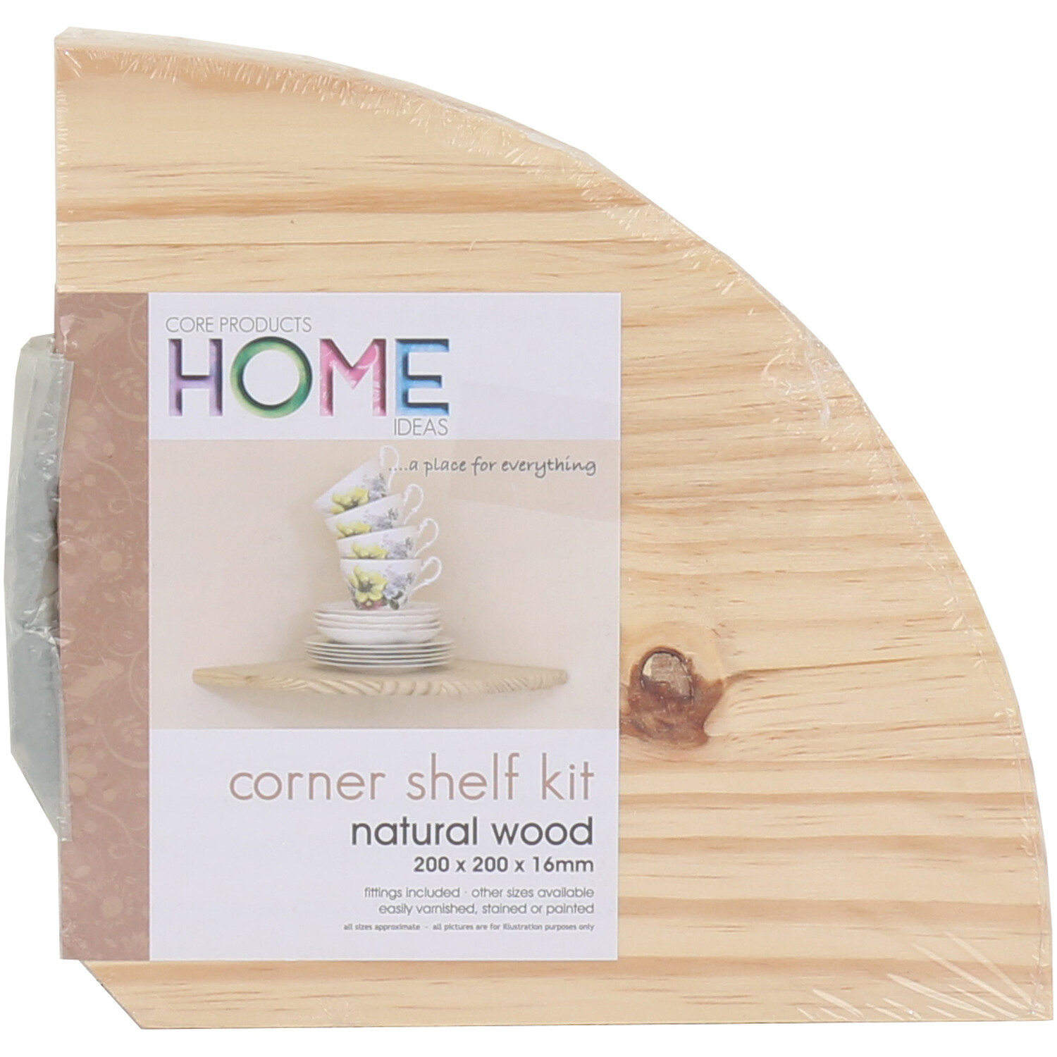 Natural Wood Corner Shelf Kit 200 x 16mm Image