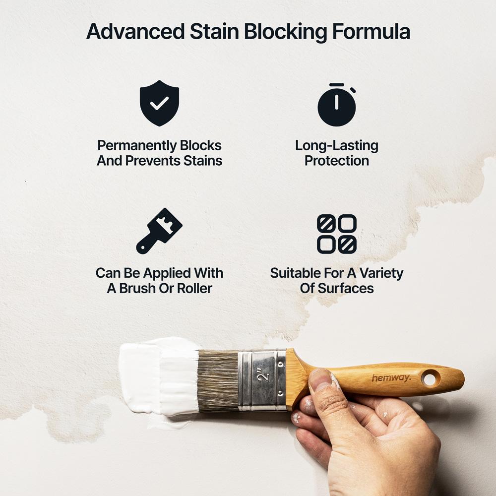 Hemway Premium White Satin Paint Stain Blocker 1L Image 7