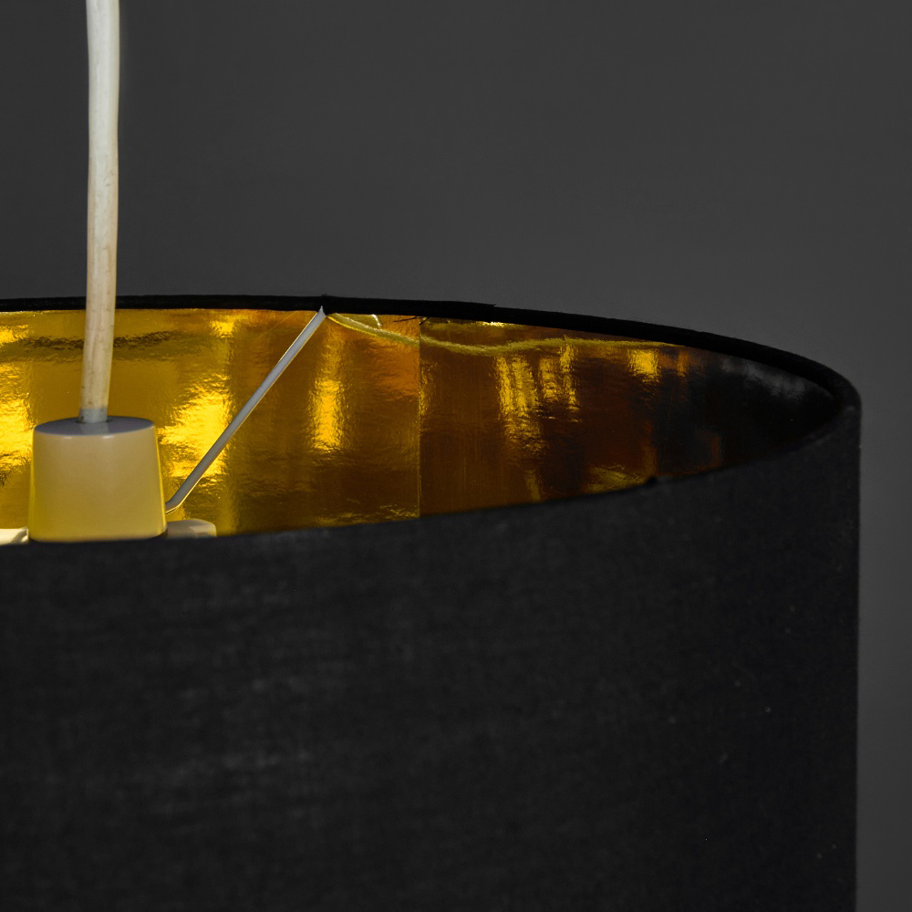 ValueLights Reni Black and Metallic Gold Ceiling Drum Lamp Shade XL Image 3