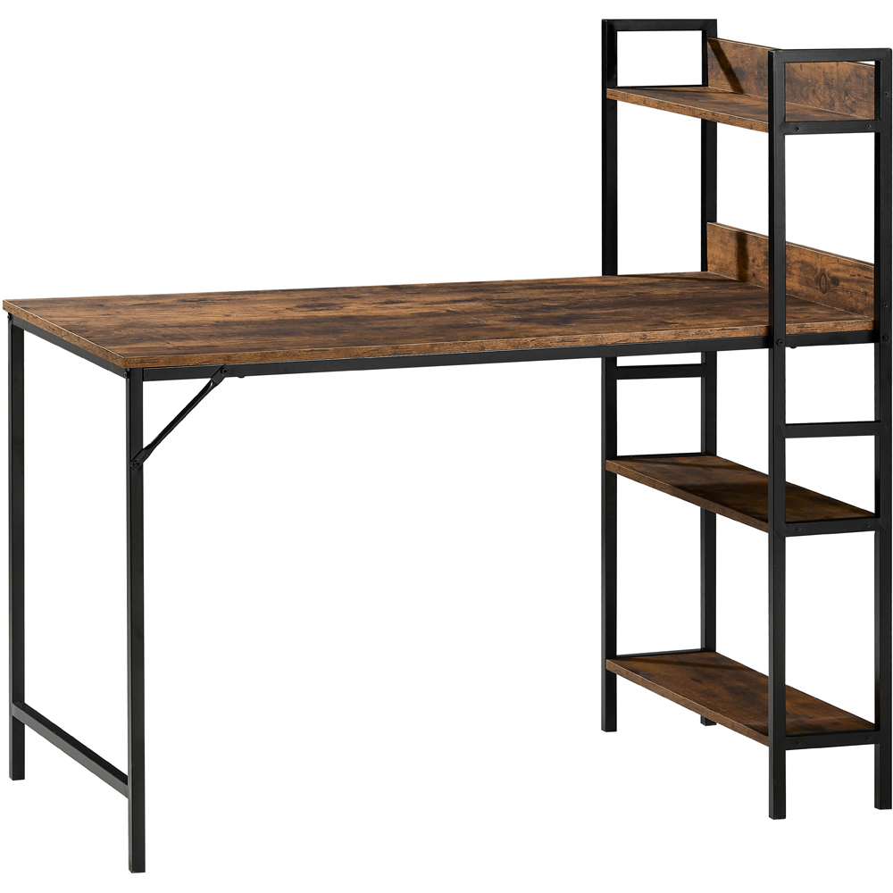 Vida Designs Brooklyn Dark Wood Computer Desk with 3 Shelf Image 2