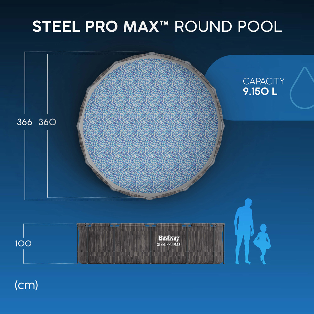 Bestway Steel Pro Max Round Pool Set 12ft x 39.5 inch Image 9