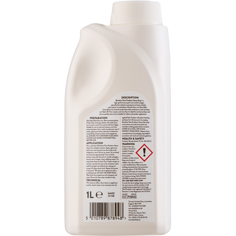 Bartoline Predator Heavy Duty Paint Stripper 1L Image 2