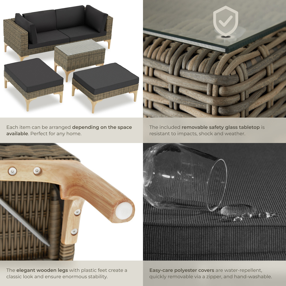 tectake Bellaria 4 Seater Nature Garden Furniture Set Image 5