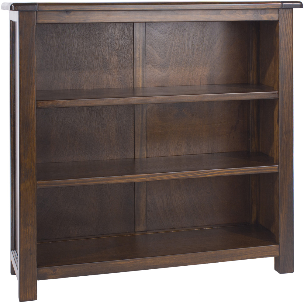 Boston 3 Shelf Dark Lacquer Finish Low Bookcase Image 4