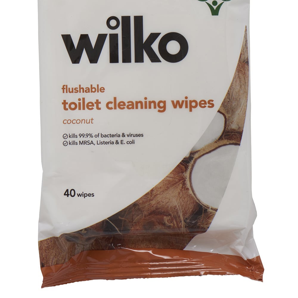 Wilko Coconut Flushable Toilet Cleaning Wipes 40 Pack Image 3