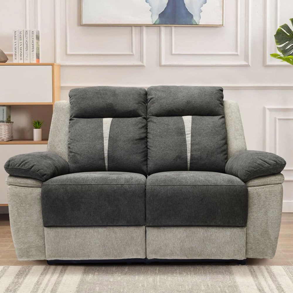 Comfy Living 2 Seater Grey Manual Recliner Sofa Image 1