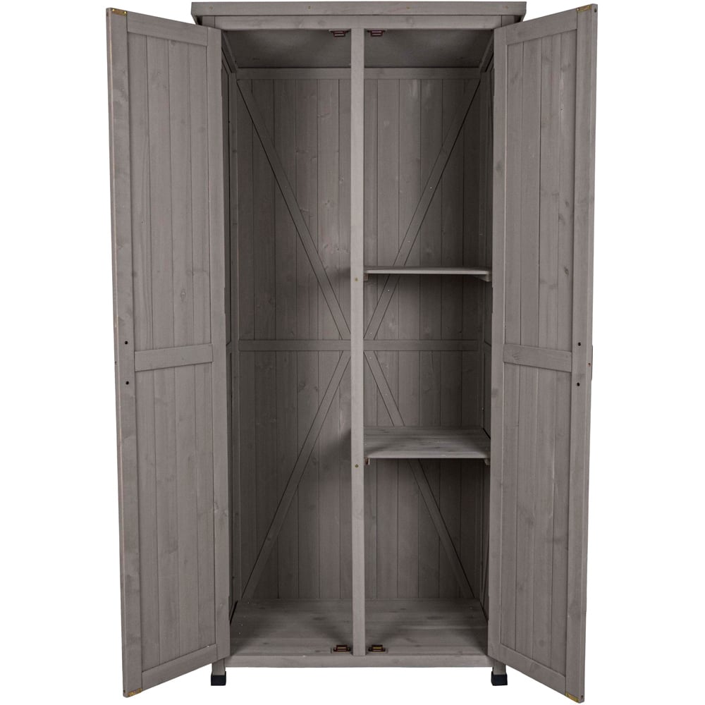 Jack Stonehouse Grey Tall Wooden Garden Cabinet Image 3