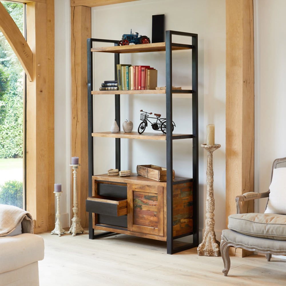 Baumhaus Urban Chic Single Door 3 Drawer 4 Shelf Bookcase Image 3