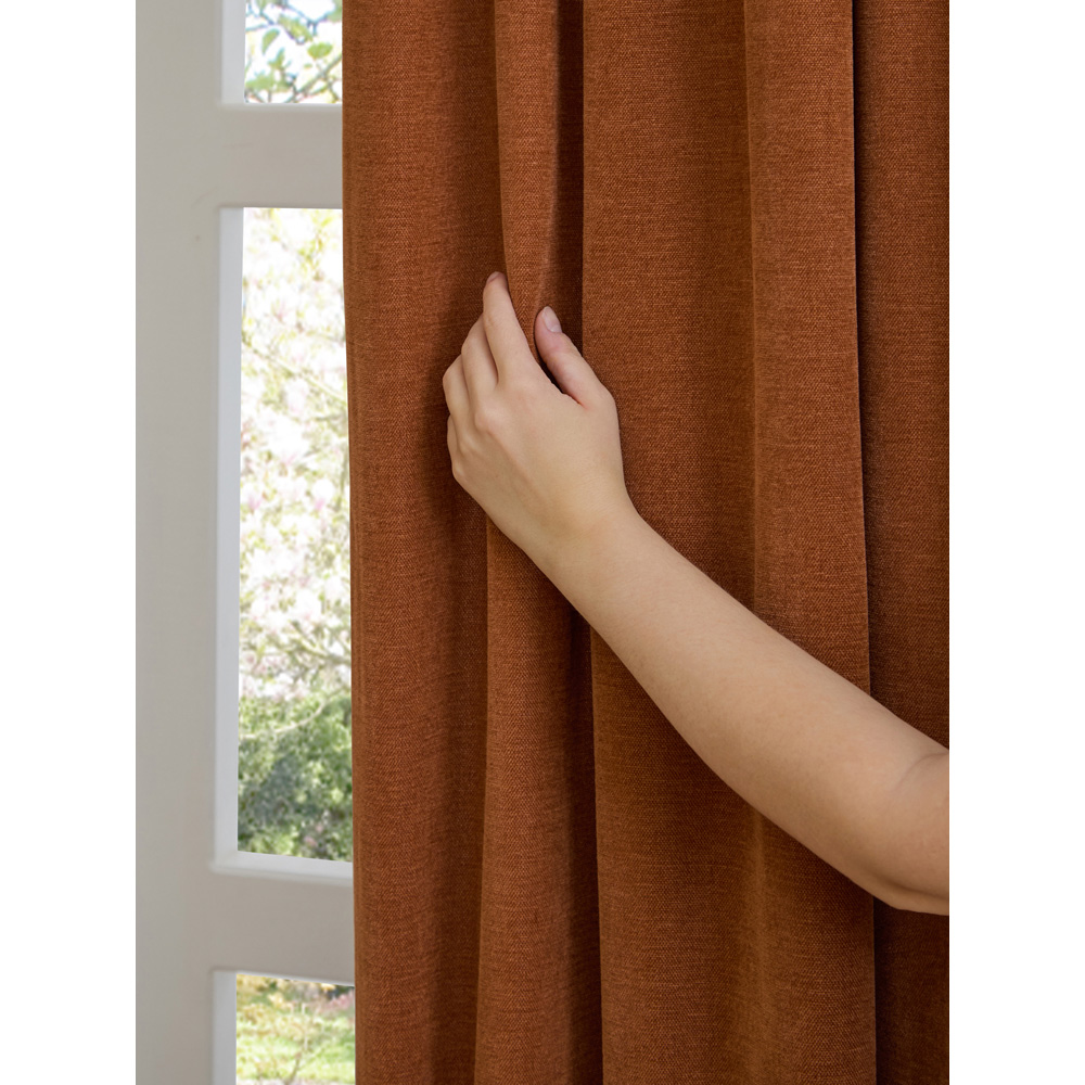 Furn Rust Soft Chenille Blackout Eyelet Curtains 168 x 137cm Image 4
