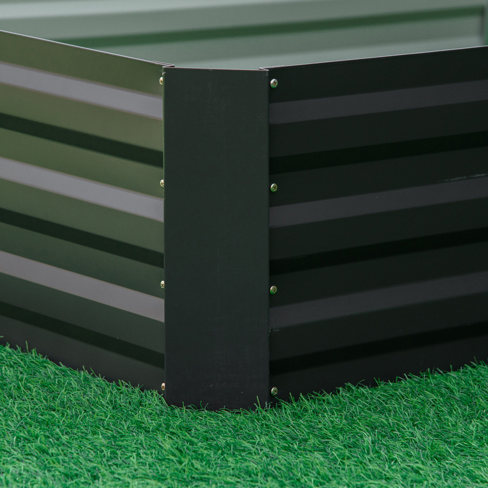 Outsunny Grey Galvanised Steel Raised Garden Bed Planter with Open Bottom Image 3