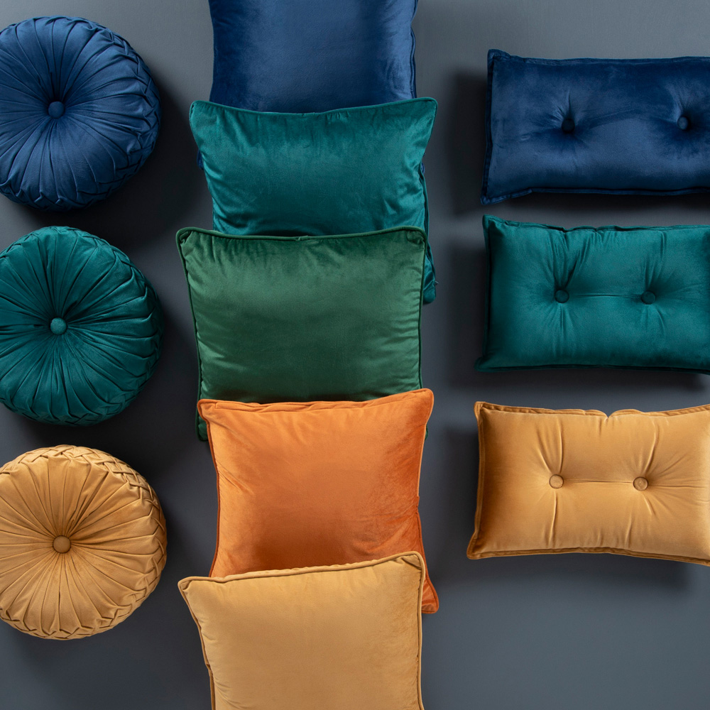 Esselle Home Hyde Teal Piped Edge Velvet Cushion 45 x 45cm Image 6