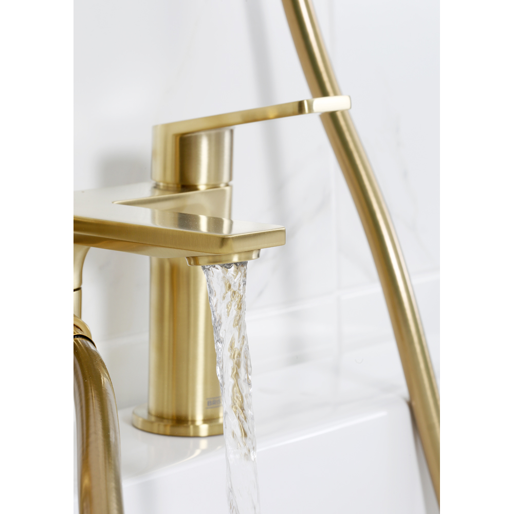 Bristan Frammento Brushed Brass Bath Shower Mixer Tap with Handset Image 4