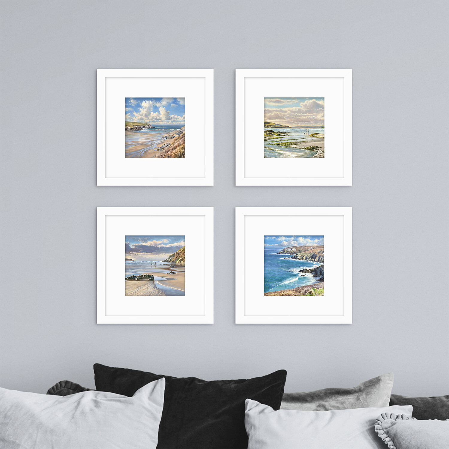 Framed Coastal Scene Mounted Prints - Multicolour Image 2