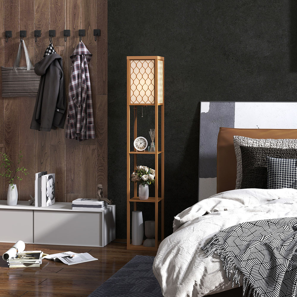 Portland 3 Shelf Natural Floor Lamp Image 4