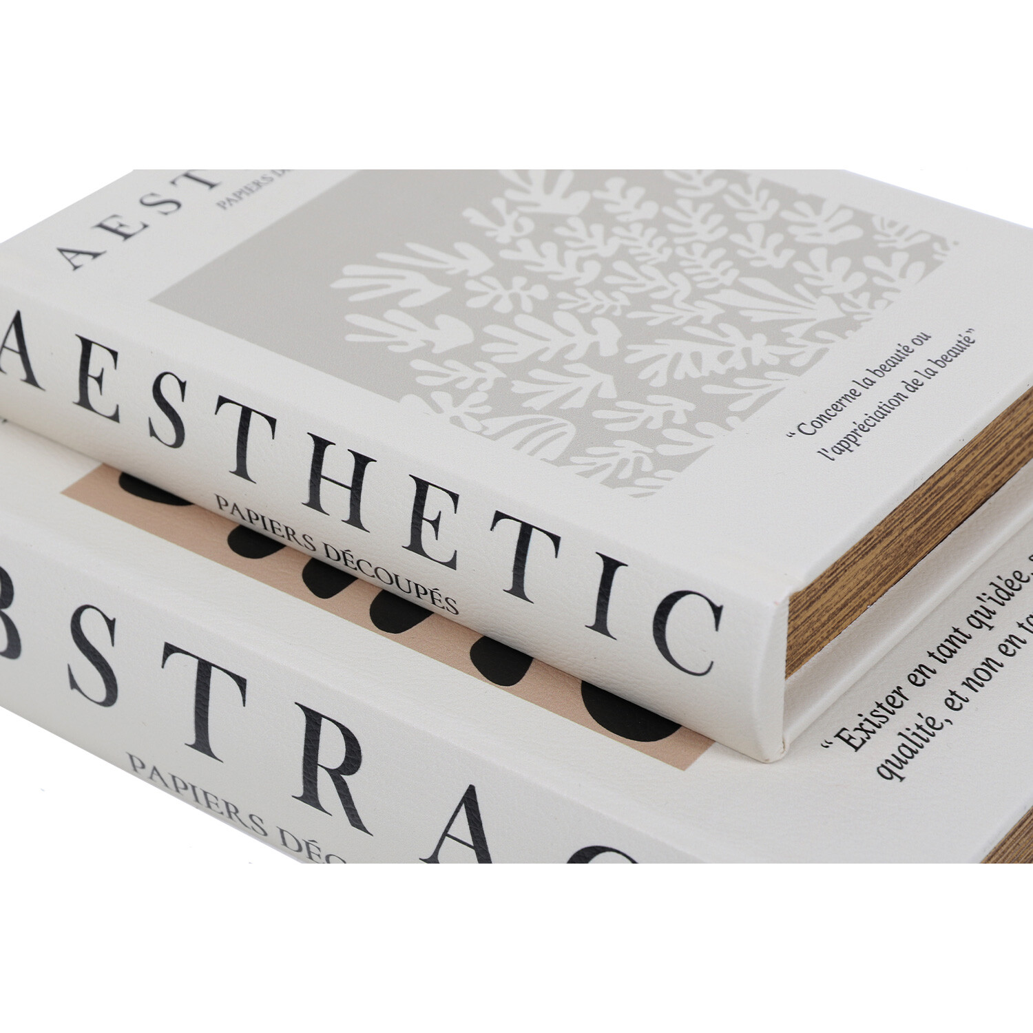 Neutral Abstract Book Boxes Ornaments Set of 2 Image 2