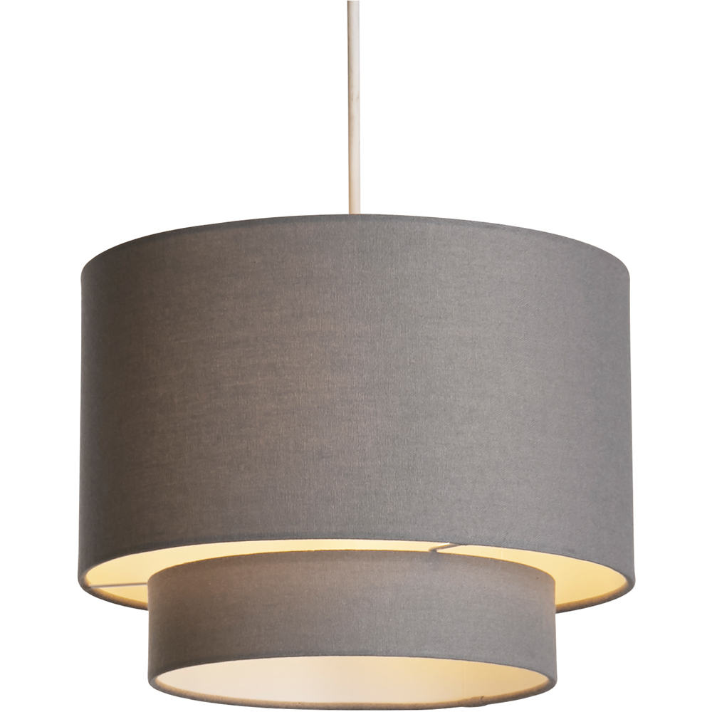 Lighting Collection Alina 2 Tier Dark Grey Linen Ceiling Shade Image 3