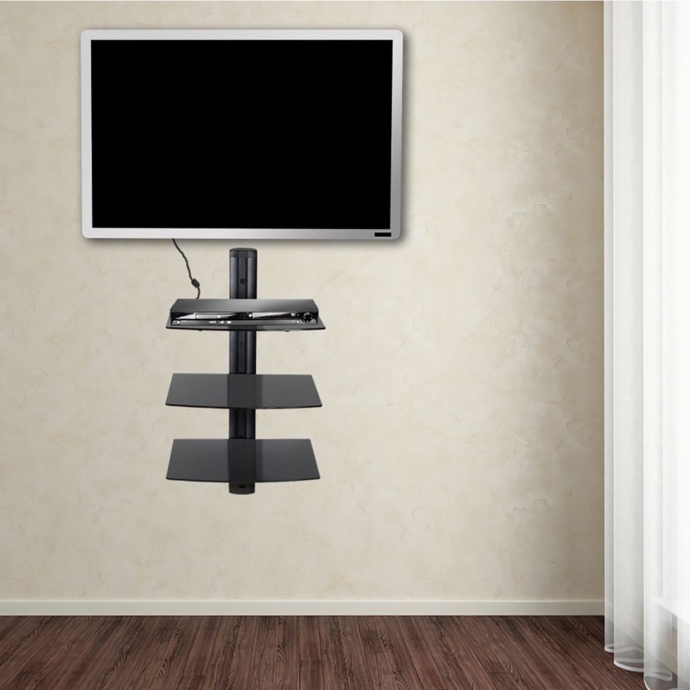 tectake Model 3 42cm 3 Tier Wall Mounted Audio Shelving Image 2