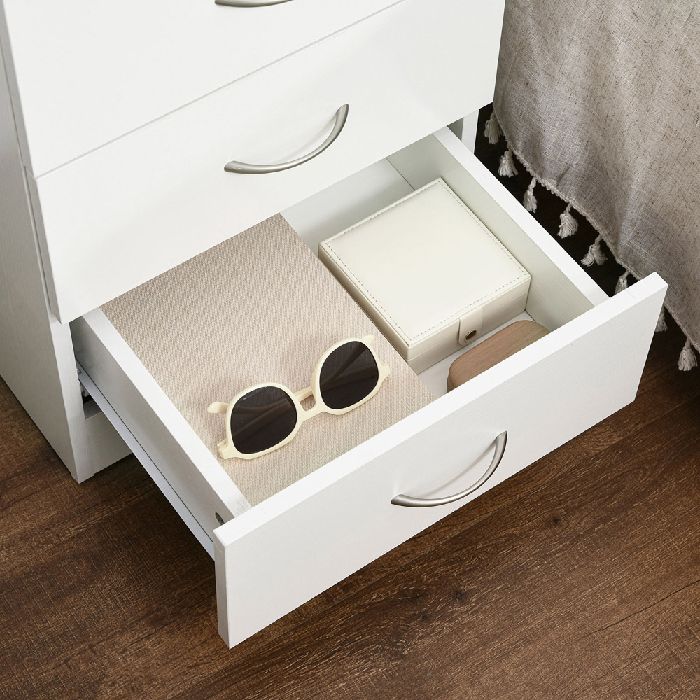 Portland 3 Drawer White Wooden Bedside Table Image 4
