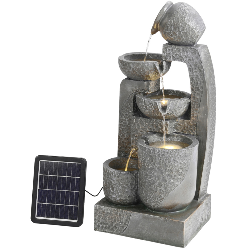 Living and Home Grey Cascade Solar Powered Water Feature Image 1