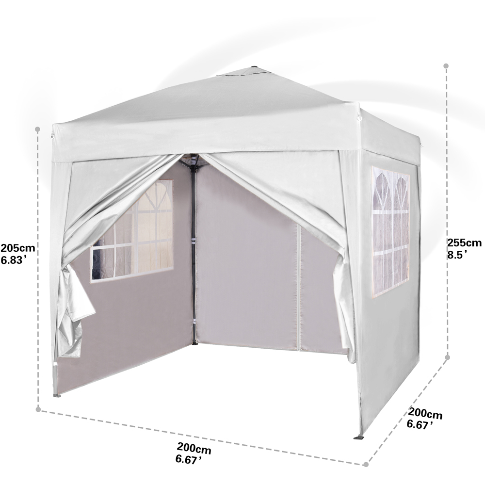 White Pop Up Outdoor Canopy Tent with Removable Sidewalls 2 x 2m Image 8