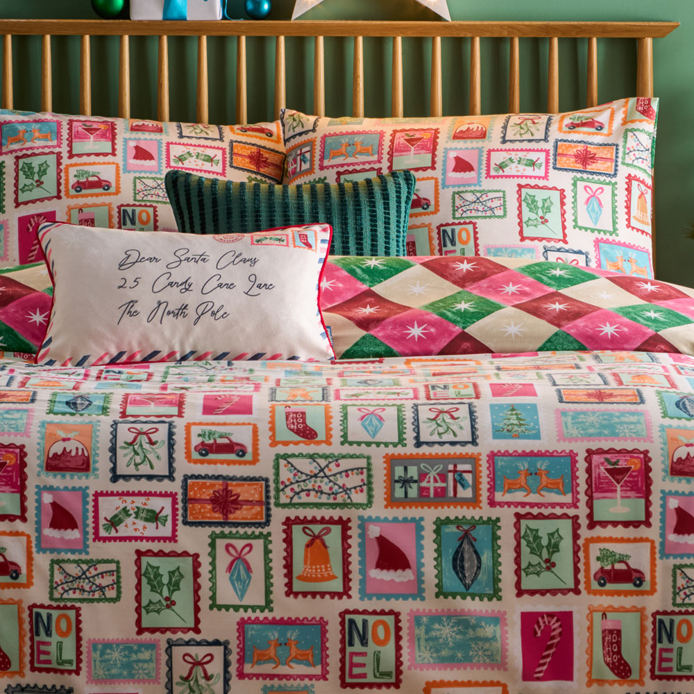 Furn Super King Size Dear Santa Printed Reversible Duvet Set Image 3