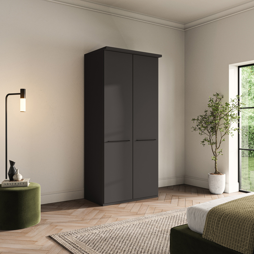 Homebase Cortiva Graphite and Slate 2 Door Hinged Wardrobe Image 4