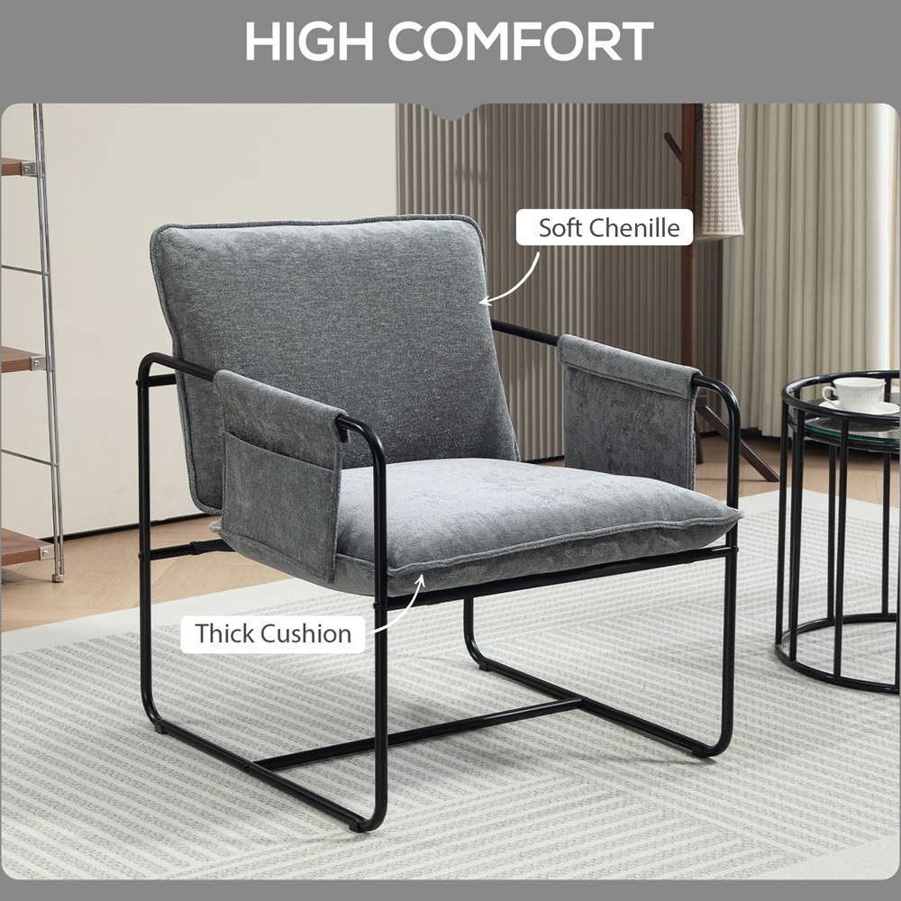 Portland Grey Upholstered Reading Chair with Side Pockets Image 7