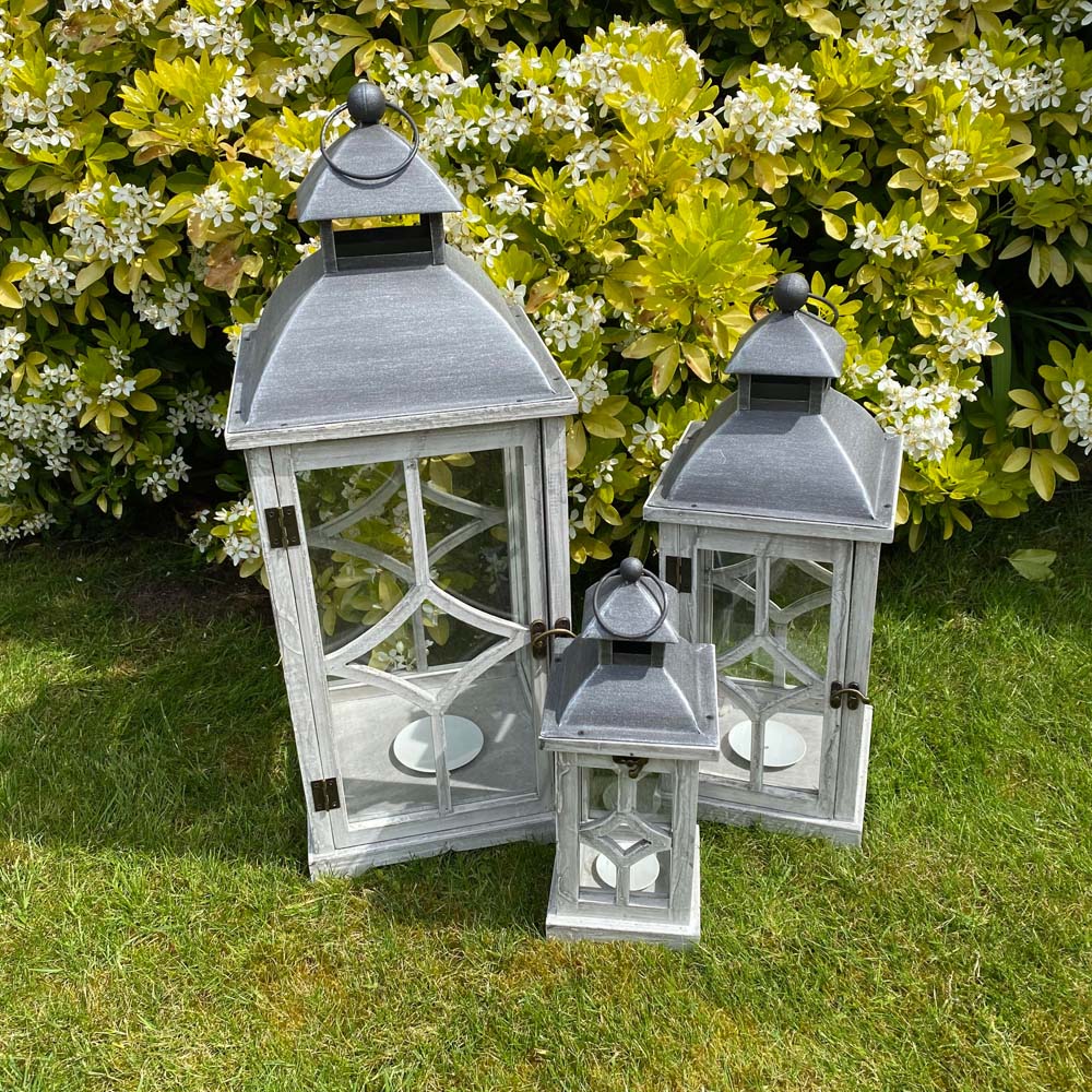 Acacia Home Set of 3 Wooden Lanterns Image 2