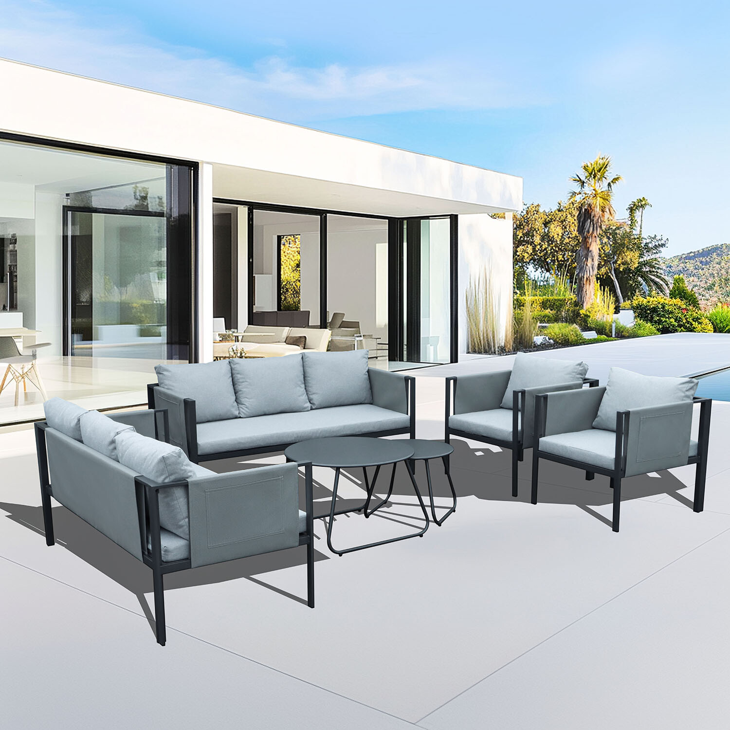 6 Piece Sicily Sofa Set - Grey Image 3