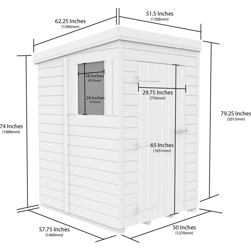 Foreverspaces 4 x 5ft Composite Board Pent Garden Shed Image 3