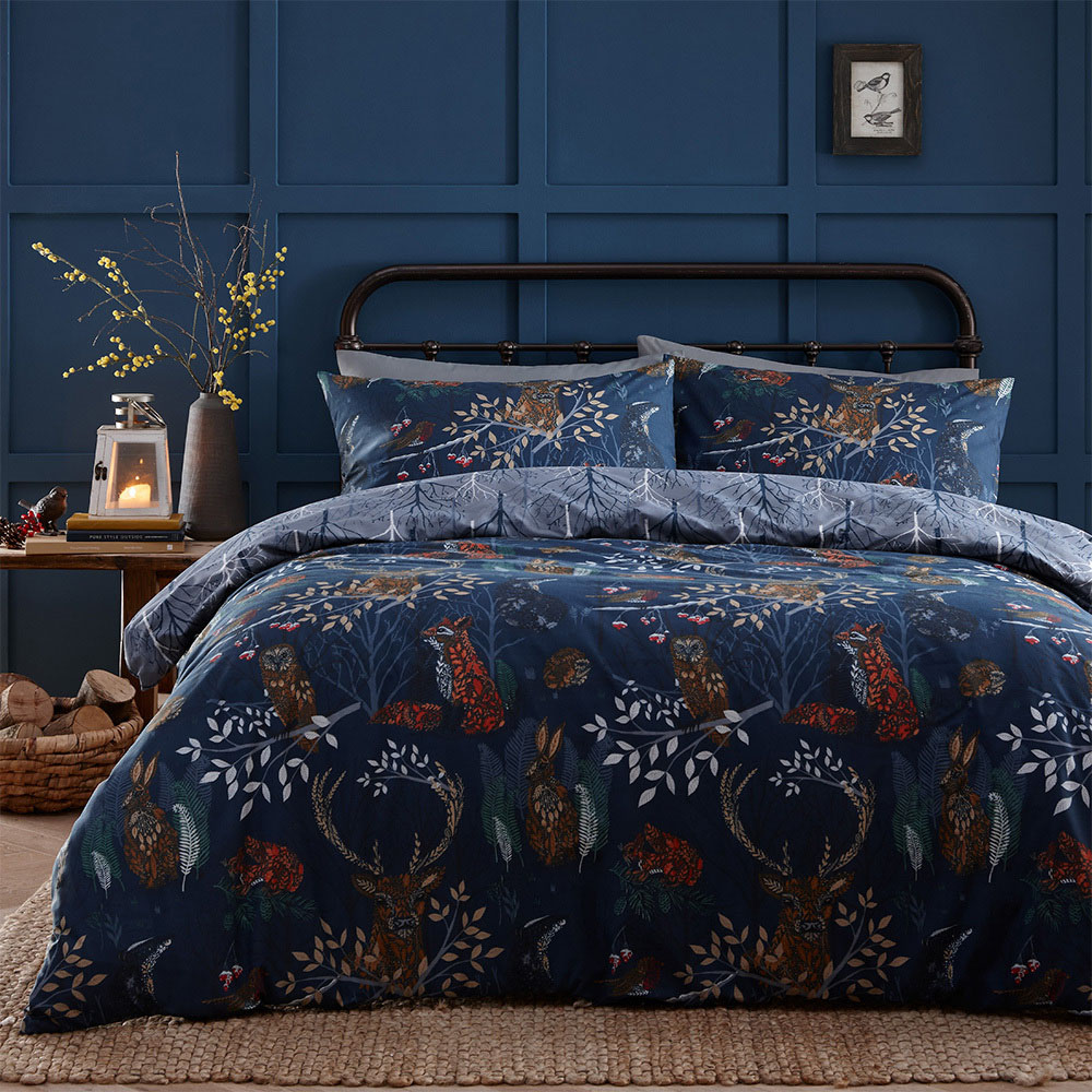 furn. Forest Fauna Single Navy Duvet Set Image 1