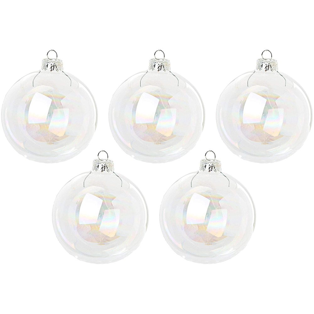 Living and Home Rainbow Glass Christmas Baubles 5 Pack Image 1