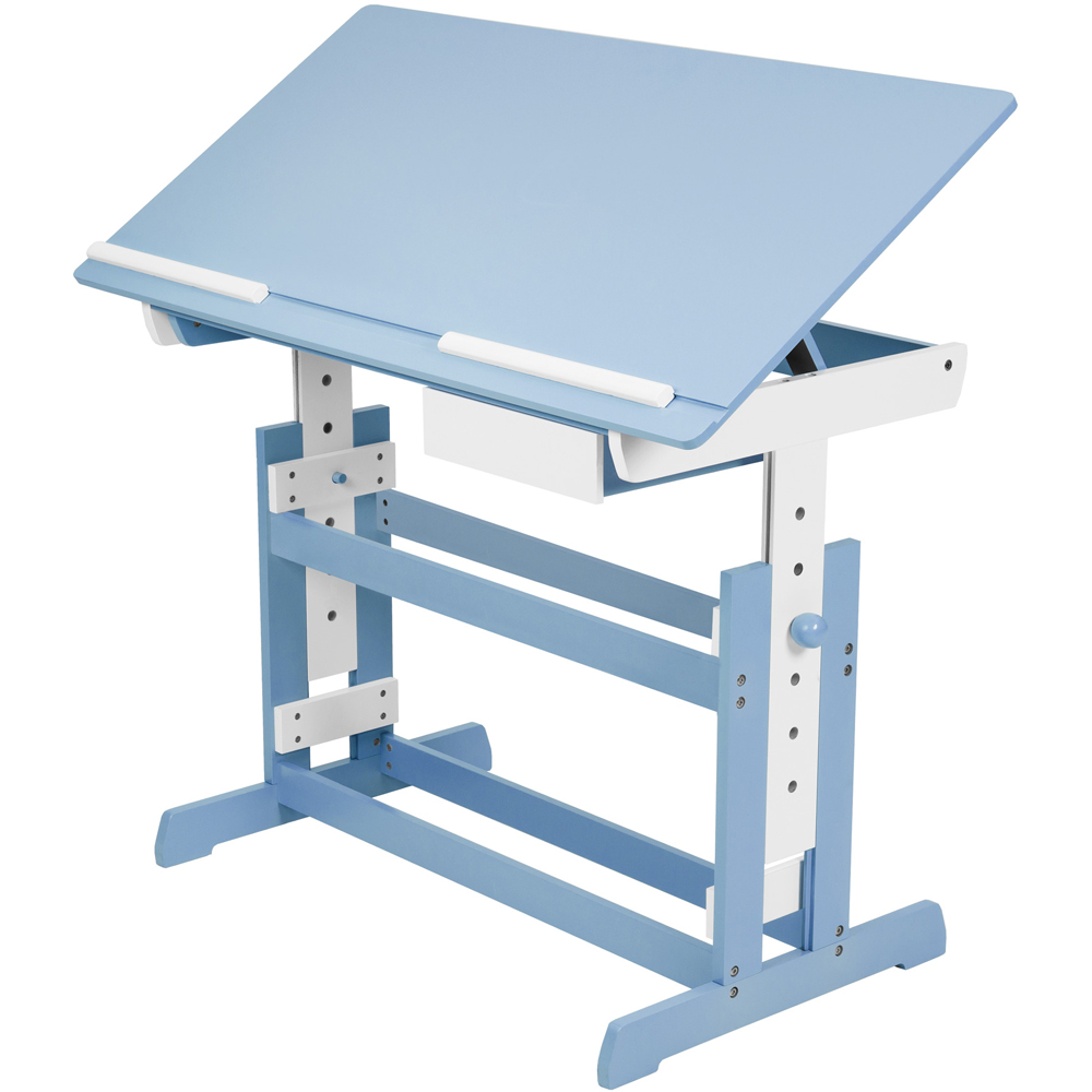 tectake 6 Drawer Blue Height Adjustable Kids Desk Image 2