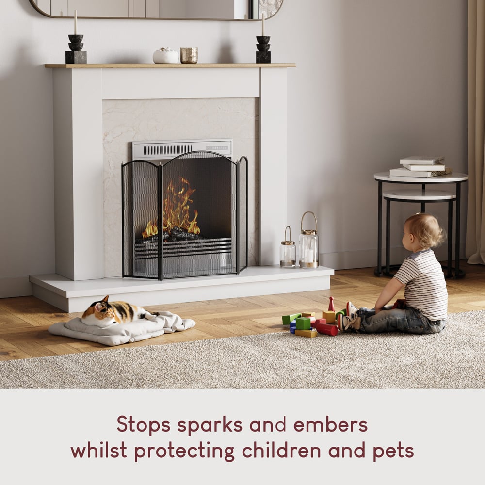 Fire Vida Selby 3 Panel Fire Guard Black Image 2