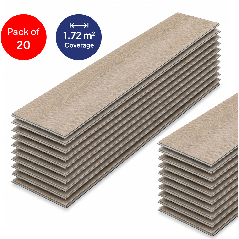 Britwall Ivory Birch Herringbone Wood-Embossed SPC Vinyl Flooring 625 x 125mm 20 Pack Image 3