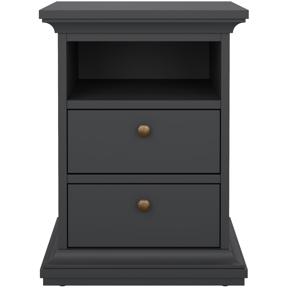 Florence Paris 2 Drawer Matt Grey Bedside Table Image 4