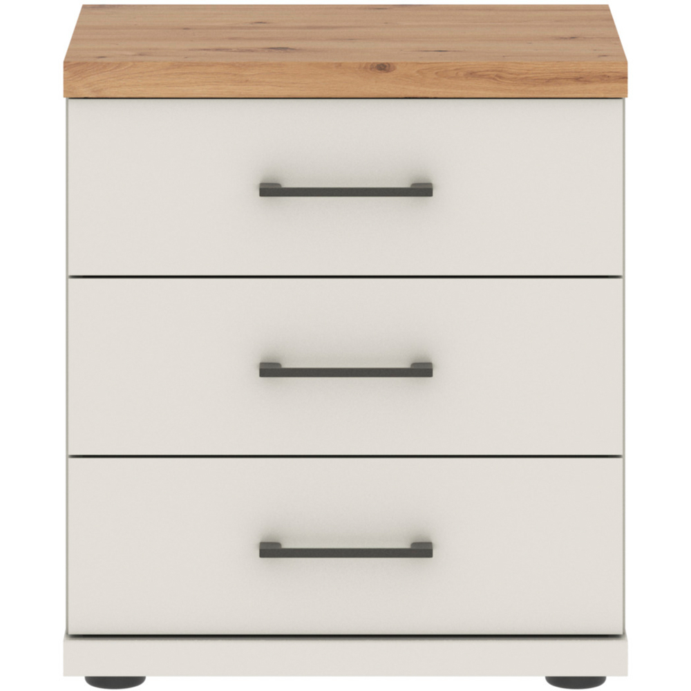 Homebase Truro Boak and White 3 Drawer Bedside Table with Slate Handles Image 3