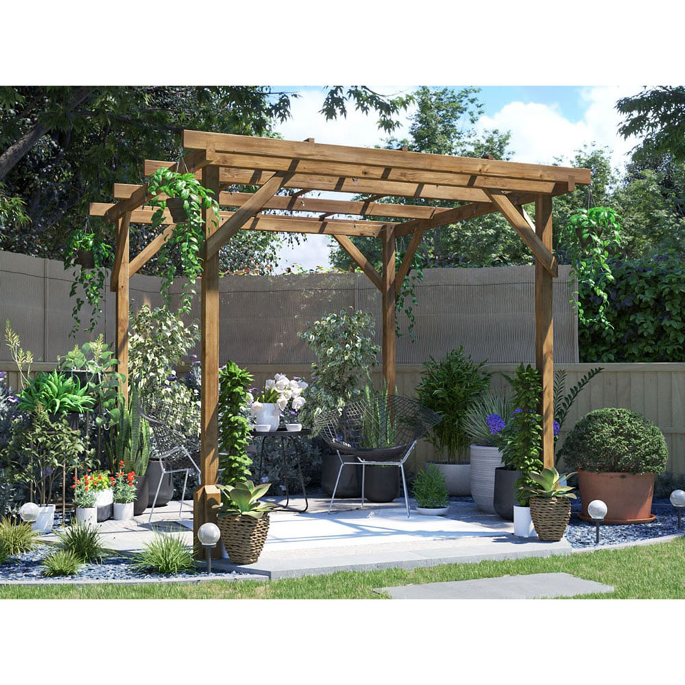 Dunster House Utopia 2 x 2m Brown Wooden Plant Frame Pergola Image 3