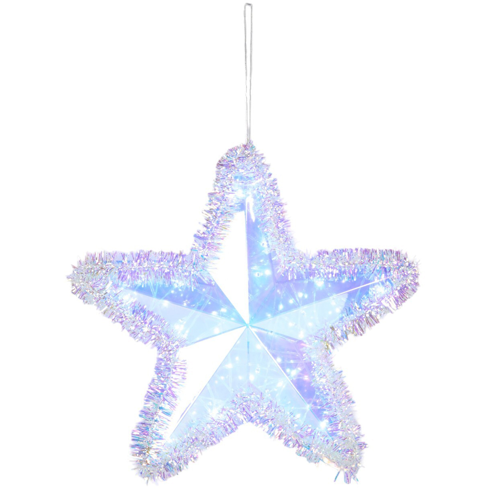 Iridescent Tinsel Star - White Image 3