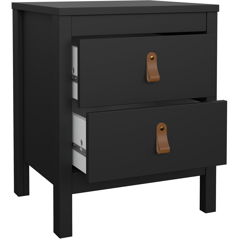 Florence Barcelona 2 Drawer Matt Black Bedside Table Image 4