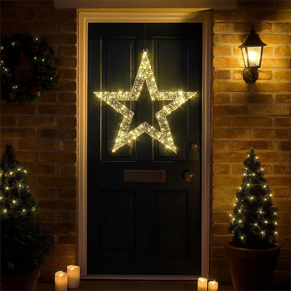 Xmas Haus 100 Warm White Micro LED Metal Star Light 55 x 55cm Image 4