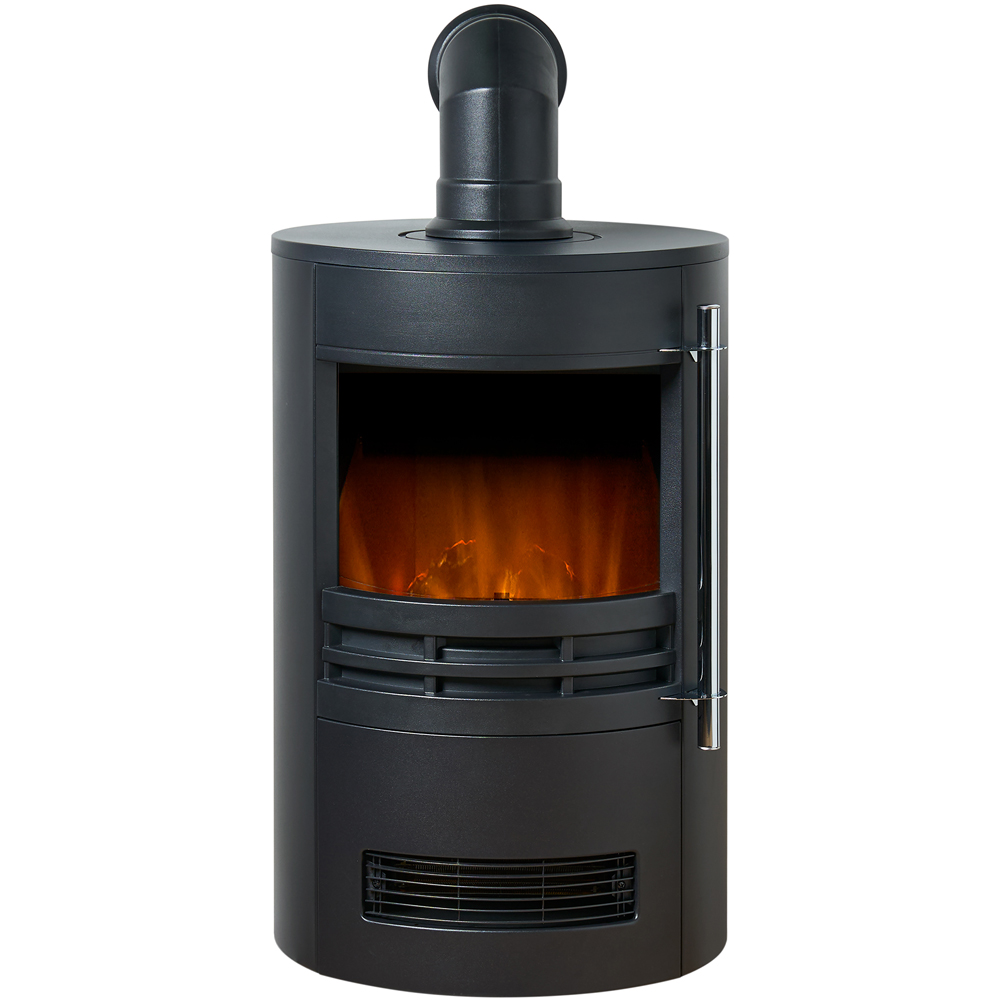 Sureflame Dunston Black Round Electric Stove with Angled Stove Image 3