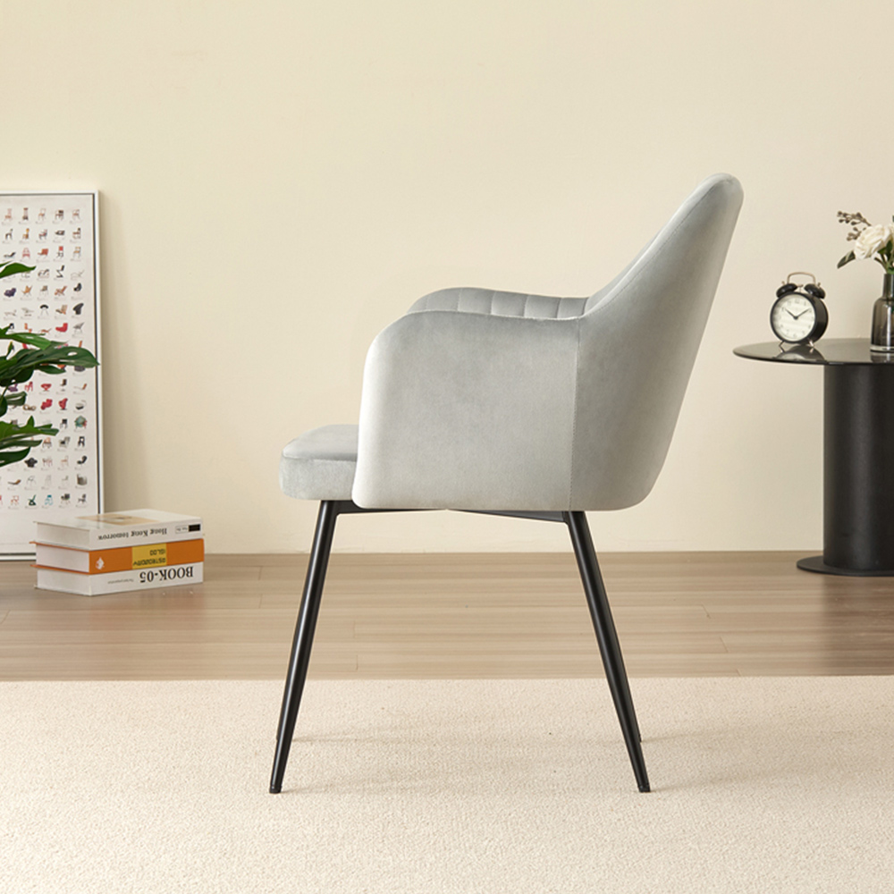 Indoor Living Charlotte Set of 2 Grey Velvet Dining Chair Image 4
