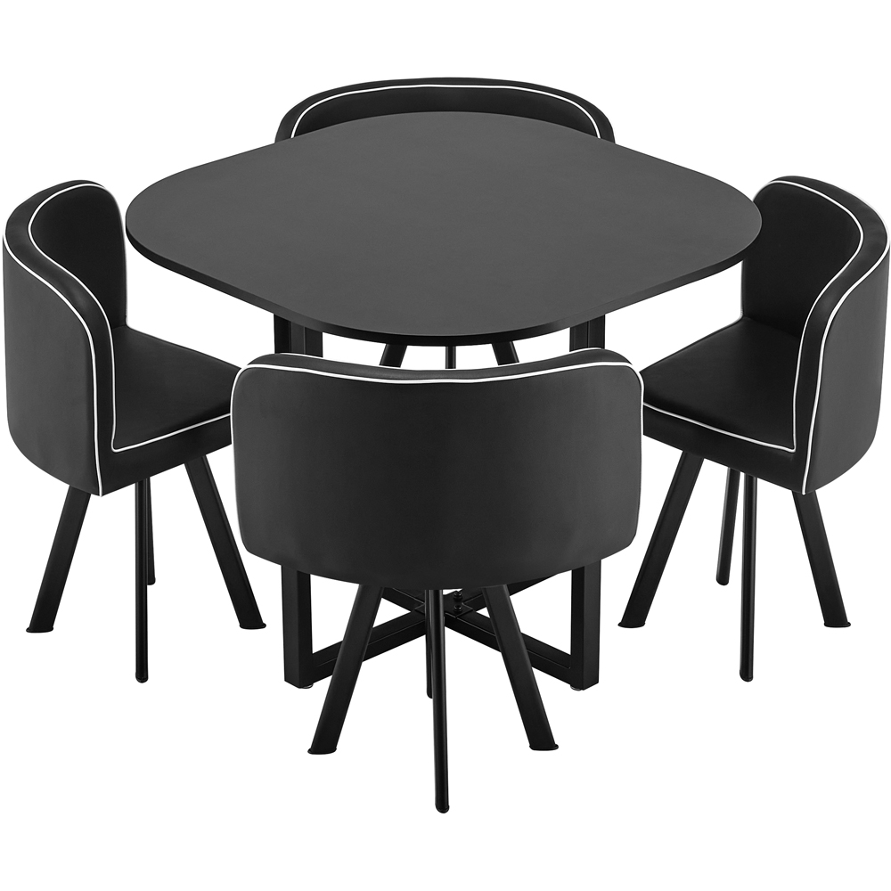 Comfy Living Metal 4 Seater Dining Set Black Image 2