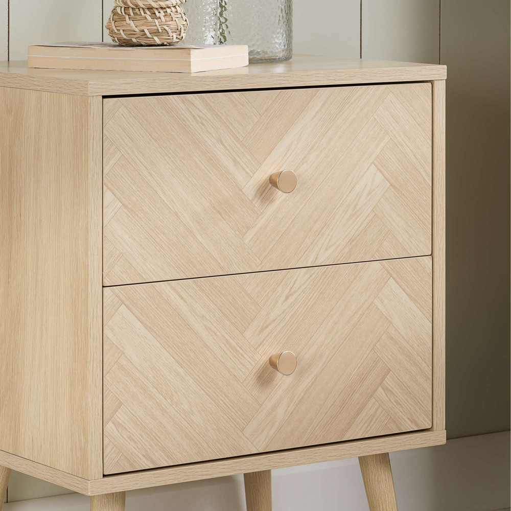 Birlea Herringford 2 Drawer Oak Bedside Table 2 Pack Image 6