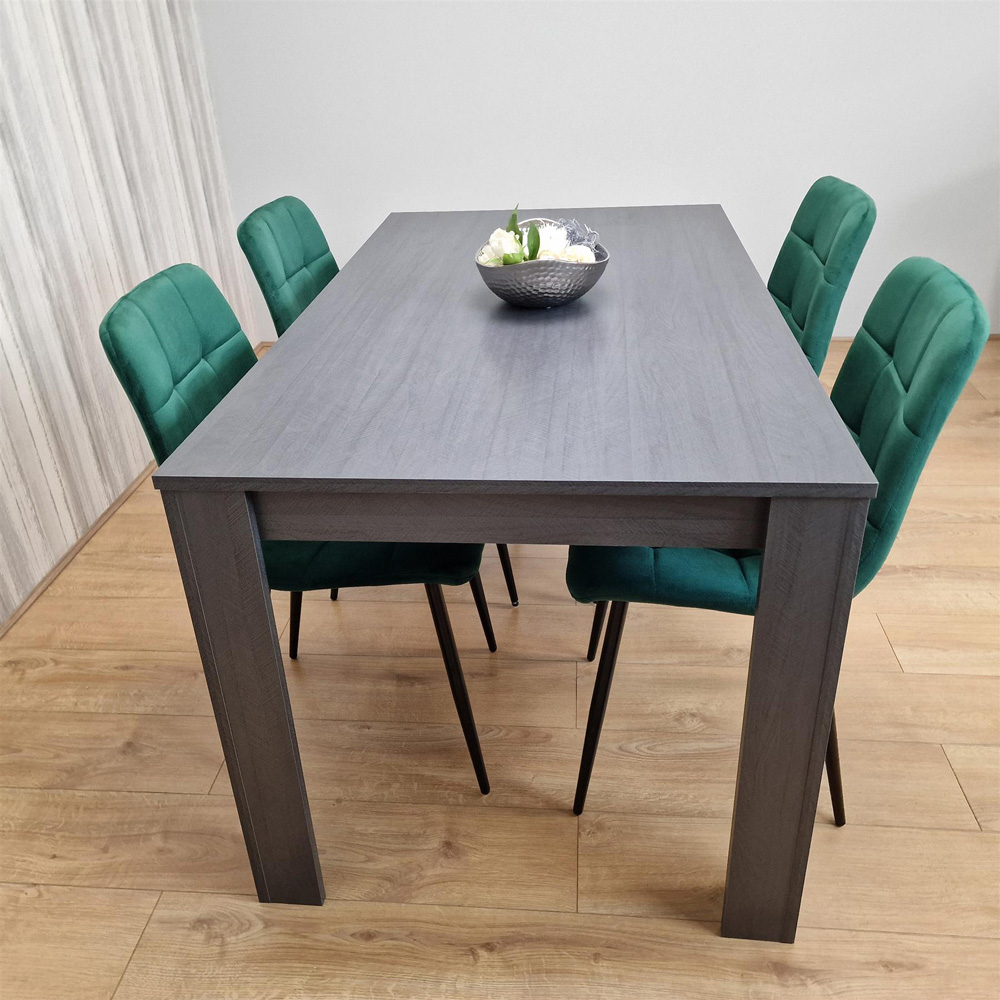 Portland 4 Seater Dining Set Dark Grey and Green Image 4
